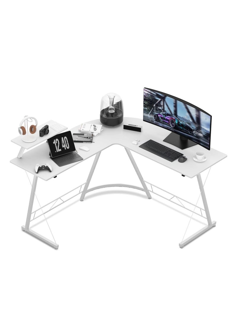 AnneFish 120cm L-Shaped Office Desk With Monitor Stand Home Office Table Gaming Desk Computer Desk L Desk Writing Workstation Corner Desk  - Image 1