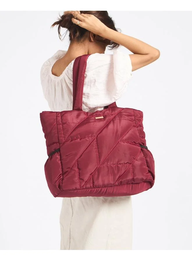 Chumbak Quilted Puffer Tote - Maroon