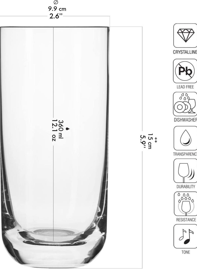 Krosno Glamour Set of 6 Highball Glasses 360 ML Perfect for Home and Parties Dishwasher Safe - Image 2