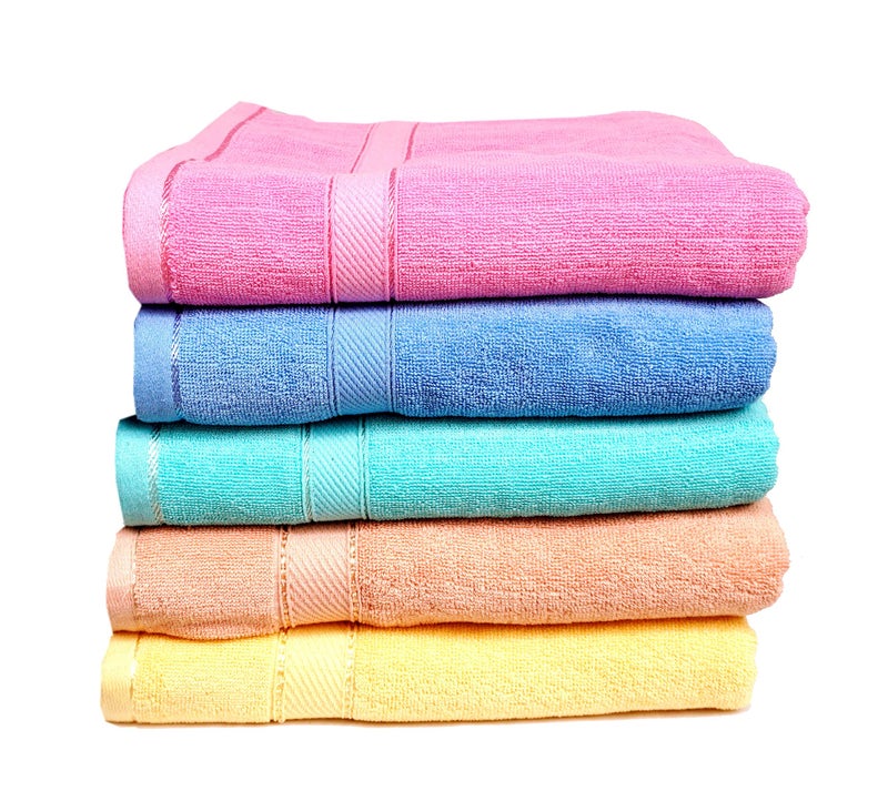 Space Fly Best Luxury100% Cotton Super Highly Absorbent Big Size 28X58 inch Plain Bath Towels, 450GSM (2 Piece) (Multi Color) - Image 3