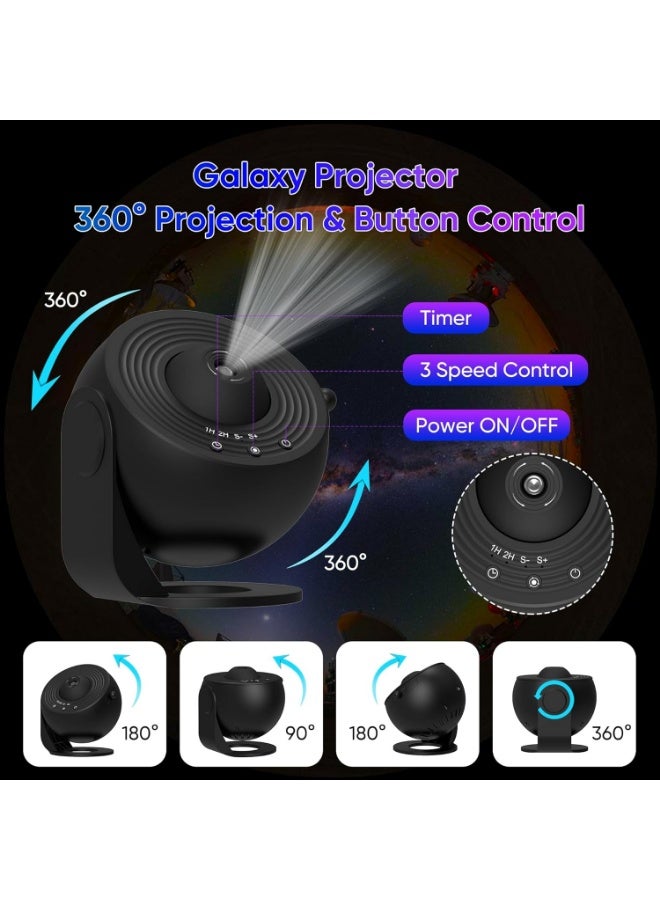 الروهيت مصباح عرض النجوم، مصباح عاكس النجوم، بروجكتور النجوم، مصباح إسقاط النجوم، مصباح عرض سماء الليل دوار 360 درجة، ضوء السماء المرصعة بالنجوم متعدد الألوان لديكور غرفة النوم، أسود - Image 3