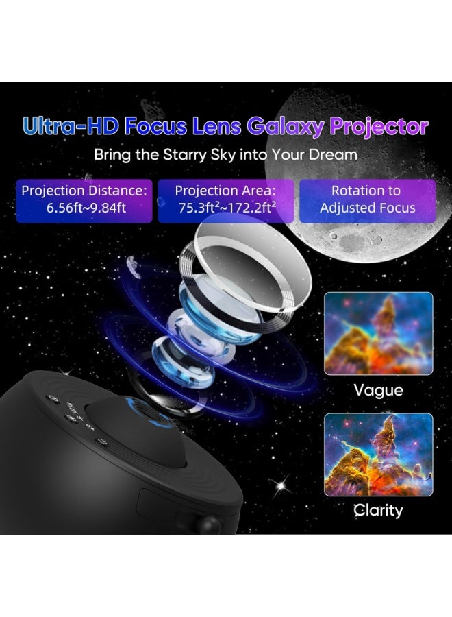 الروهيت مصباح عرض النجوم، مصباح عاكس النجوم، بروجكتور النجوم، مصباح إسقاط النجوم، مصباح عرض سماء الليل دوار 360 درجة، ضوء السماء المرصعة بالنجوم متعدد الألوان لديكور غرفة النوم، أسود - Image 4