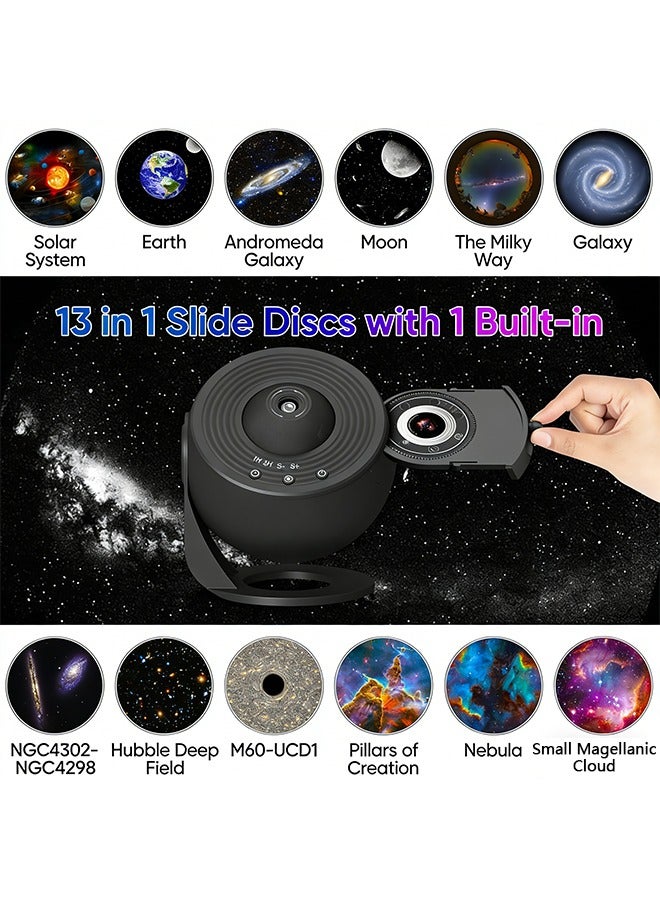 الروهيت مصباح عرض النجوم، مصباح عاكس النجوم، بروجكتور النجوم، مصباح إسقاط النجوم، مصباح عرض سماء الليل دوار 360 درجة، ضوء السماء المرصعة بالنجوم متعدد الألوان لديكور غرفة النوم، أسود - Image 2