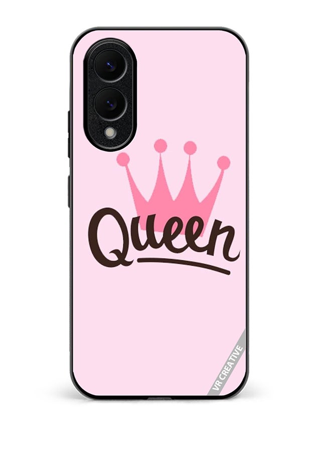 VR CREATIVE Protective Case Cover For Samsung Galaxy S25 Edge Pink Queen Crown Design Multicolour