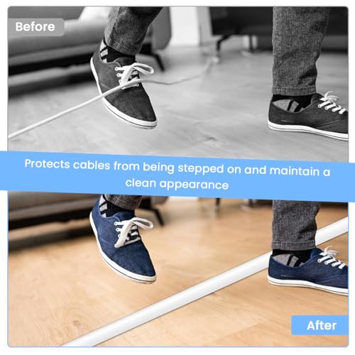 Serplex® 2X 6.6FT PVC Cord Cover Self Adhesive Floor Cord Hider Wall Wire Holder Hider Cuttable Soft PVC Floor Cord Hider Flexible Wire Cover Reuseable Cord Cover Cord Guider Cord Cavity - Image 5