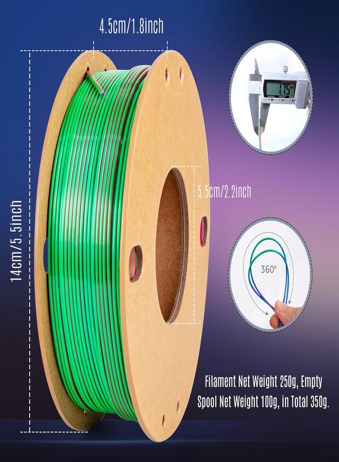 dikale Silk Triple Color PLA+ 3D Printer Filament 1.75mm, No Tangle Shiny Filament Net Weight 250g Spool (0.55lbs), 3-in-1 Silk PLA Pro Plus, Rose Red+Sky Blue+Green - Image 5