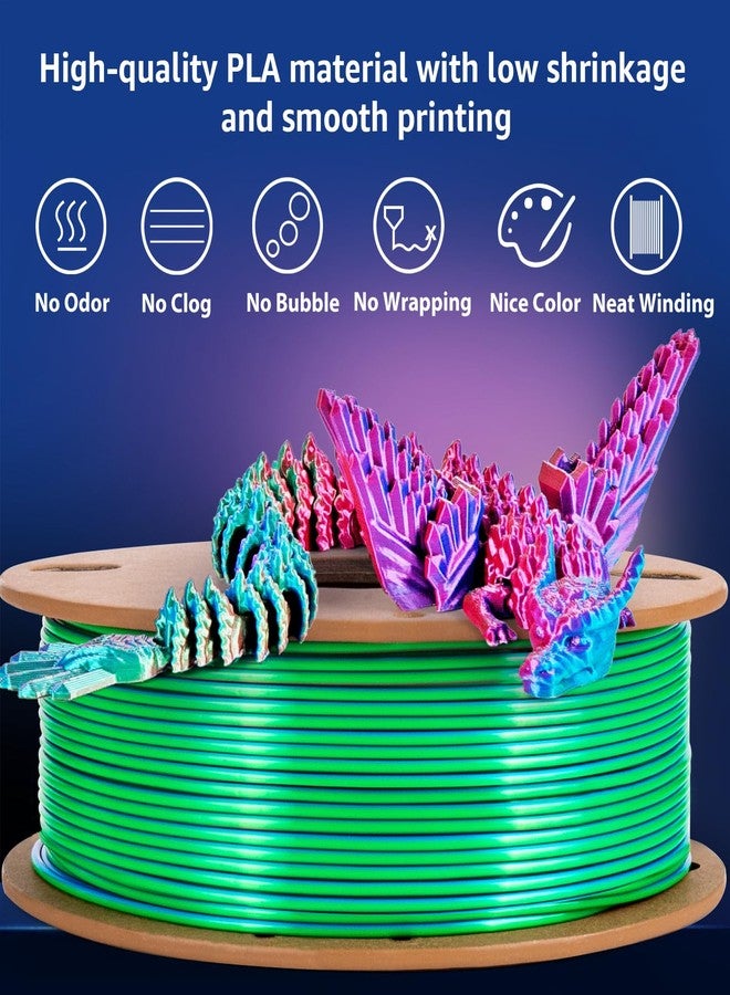 dikale Silk Triple Color PLA+ 3D Printer Filament 1.75mm, No Tangle Shiny Filament Net Weight 250g Spool (0.55lbs), 3-in-1 Silk PLA Pro Plus, Rose Red+Sky Blue+Green - Image 3