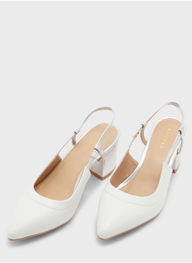 Khizana - Colourblock Block Heel Slingback Pointed Pump - Image 1