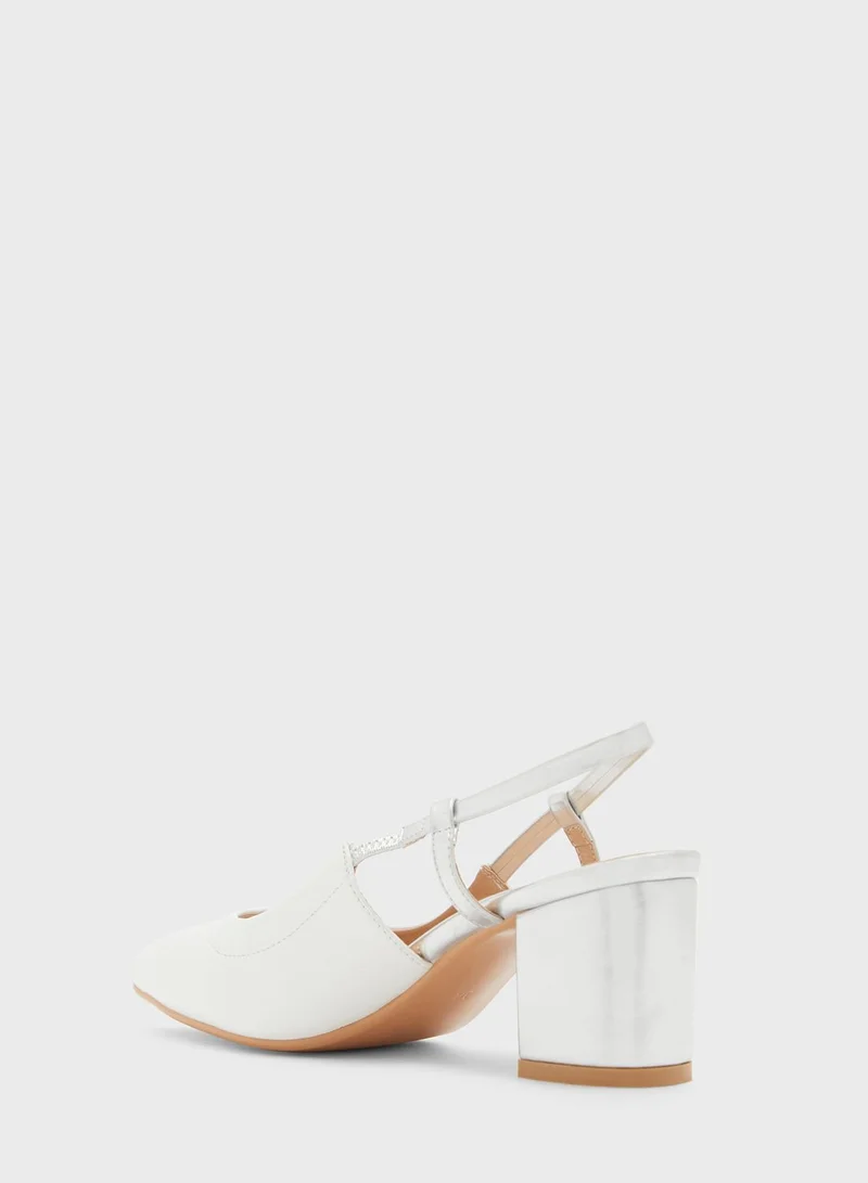 Khizana Colourblock Block Heel Slingback Pointed Pump