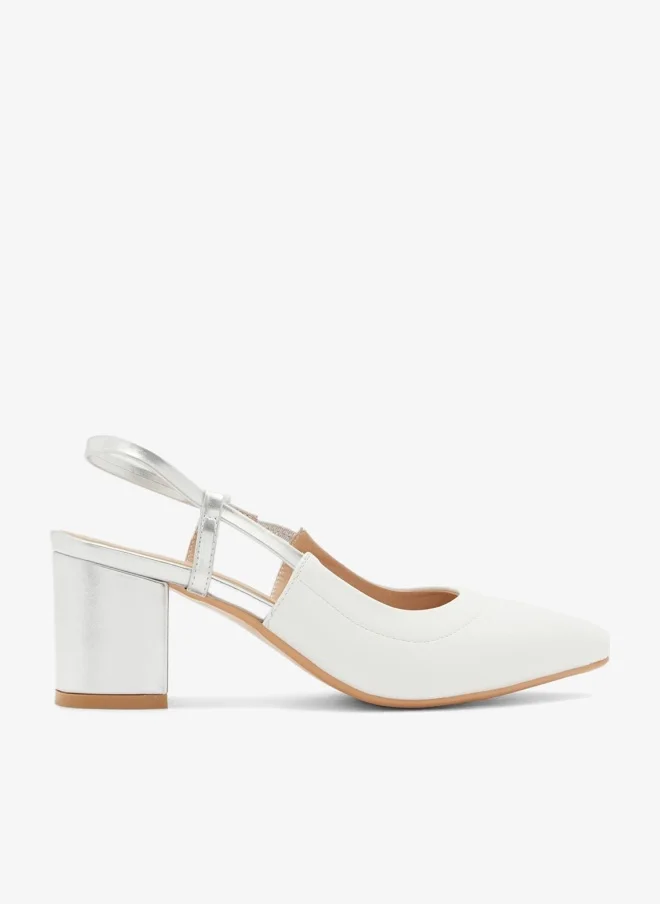 Khizana Colourblock Block Heel Slingback Pointed Pump