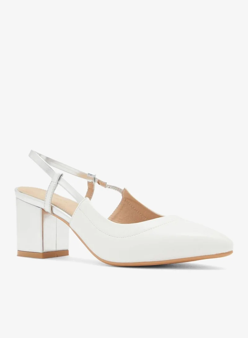 Khizana Colourblock Block Heel Slingback Pointed Pump