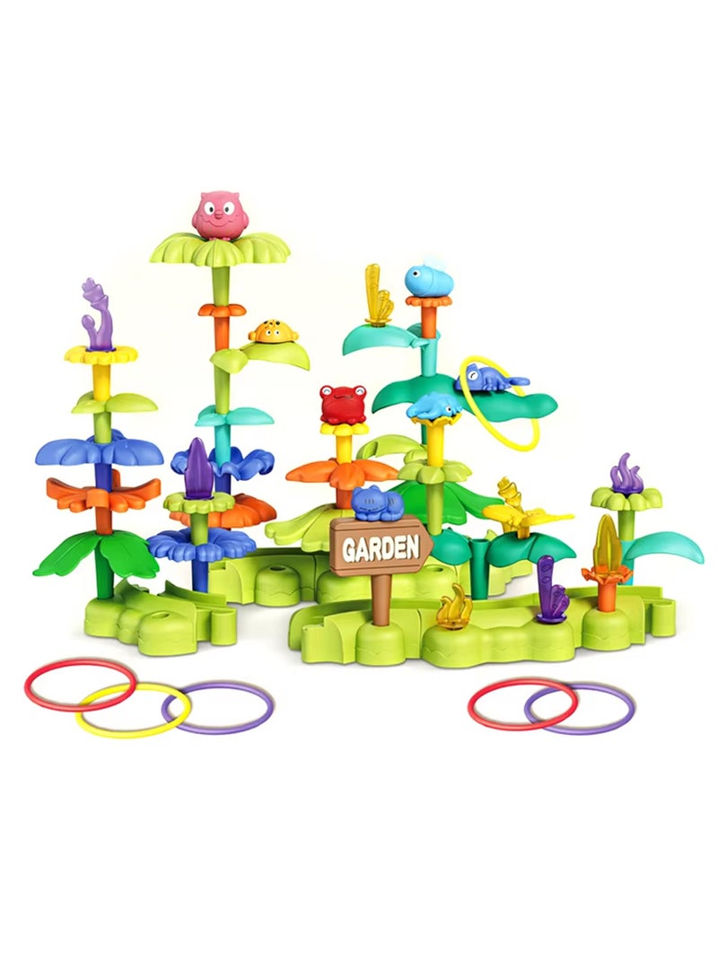 Lenca TOYS DIY Flower Garden Building Blocks Set, Educational Activity for Preschool, Cool STEM Gardening Gifts for Girls, Boys (66 PCS) - Image 1
