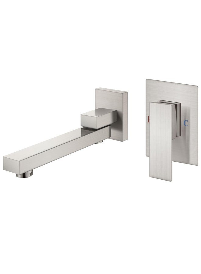 Aolemi Wall Mount Bathroom Faucet Wall Mounted Bathtub Faucet Single Handle Tub Filler with Rotating Spout Brass Rough-in Valve Included,Brushed Nickel - Image 1