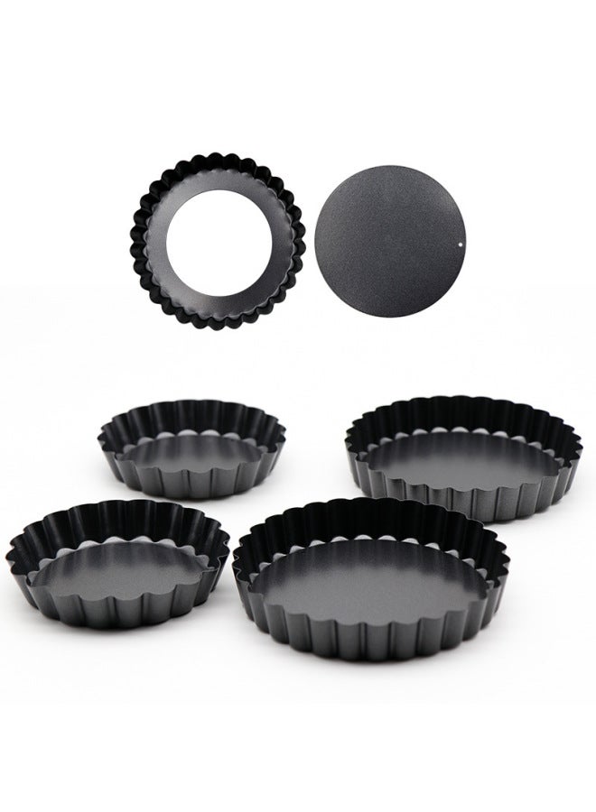 Production Egg Tart Mold Non-stick Coating Live Bottom Carbon Steel Chrysanthemum Pie Plate Fruit Pie Plate Processing Customization-Specifications:Carbon Steel Live Bottom Egg Tart Plate-Dimensions:5 Inch - Image 5