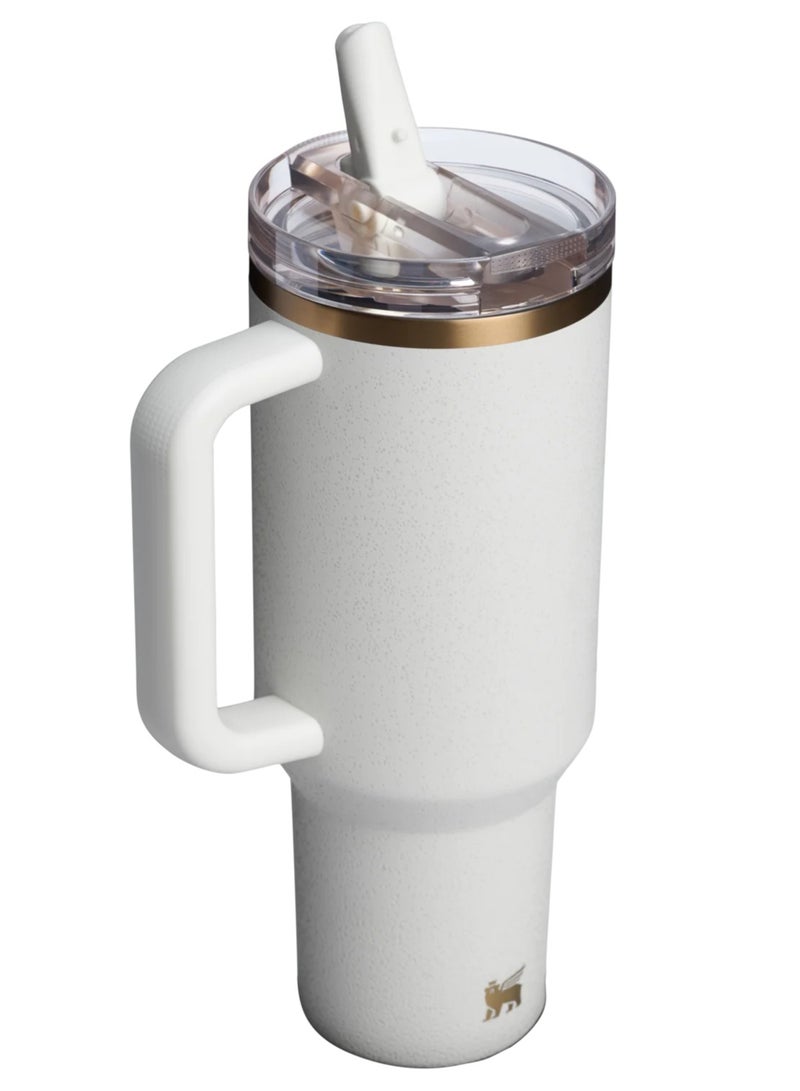 ستانلي كوب Stanley Quencher ProTour Flip Straw Tumbler مع غطاء مانع للتسرب، سعة 40 أونصة، مزود بقشة ومقبض مدمجين، وحامل أكواب، ومتوافق مع السفر، وكوب معزول من الفولاذ المقاوم للصدأ، وكريمي  - Image 2