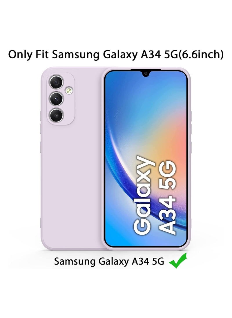 Color Fans for Samsung Galaxy A34 5G Case Slim Liquid Silicone Protective Cover Purple  - Image 2