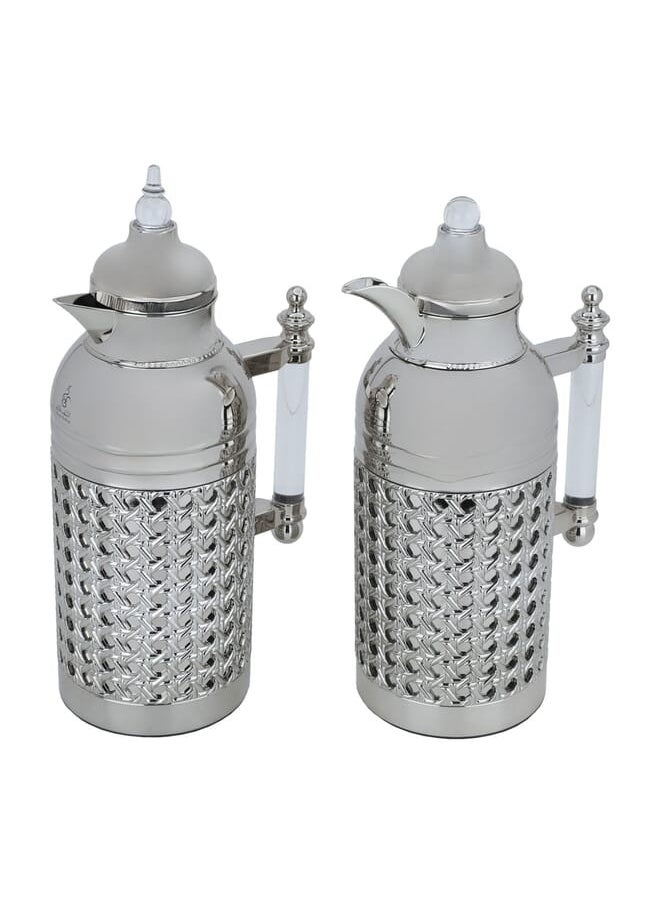 Alsaif Gallery - Sara Nickel With Transparent Handle Set Of 2 Thermoses - Image 1