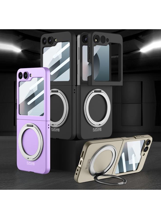 erorex For Samsung Galaxy Z Flip6 / Flip7 Fe Integrated Ultra-Thin Magsafe Phone Case With Ring Holder(Silver) - Image 2