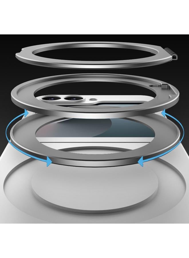 erorex For Samsung Galaxy Z Flip6 / Flip7 Fe Integrated Ultra-Thin Magsafe Phone Case With Ring Holder(Silver) - Image 4