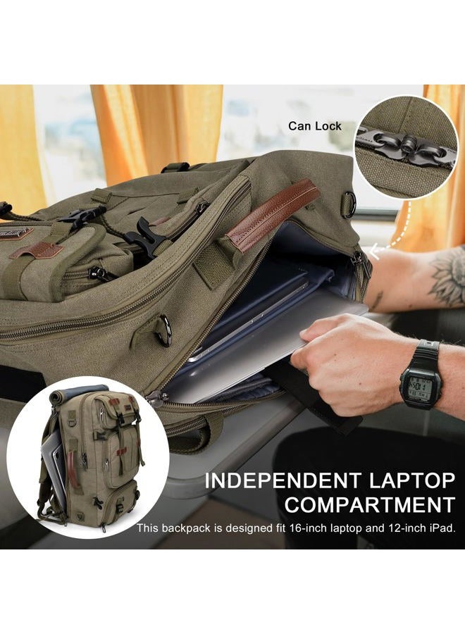 WITZMAN Travel Backpack Men's 40L Hand Luggage Aeroplane Backpack Convertible 3 in 1 Multifunctional Laptop Backpack Fit 17 Inch, Green - Image 4