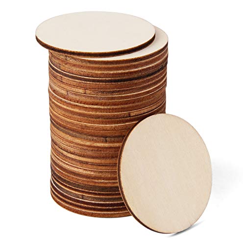 Arroyner 2" Small Wood Circles Round Wood Discs DIY Unfinished Round Blank Wooden for Crafts, School Project, Decoration 120 Pieces - Image 1