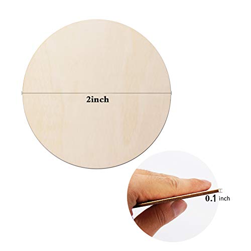 Arroyner 2" Small Wood Circles Round Wood Discs DIY Unfinished Round Blank Wooden for Crafts, School Project, Decoration 120 Pieces - Image 2