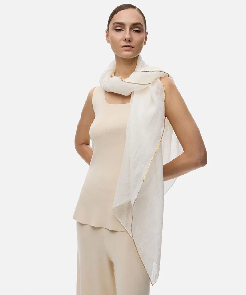 ابيكول Contrast Trim Linen Scarf