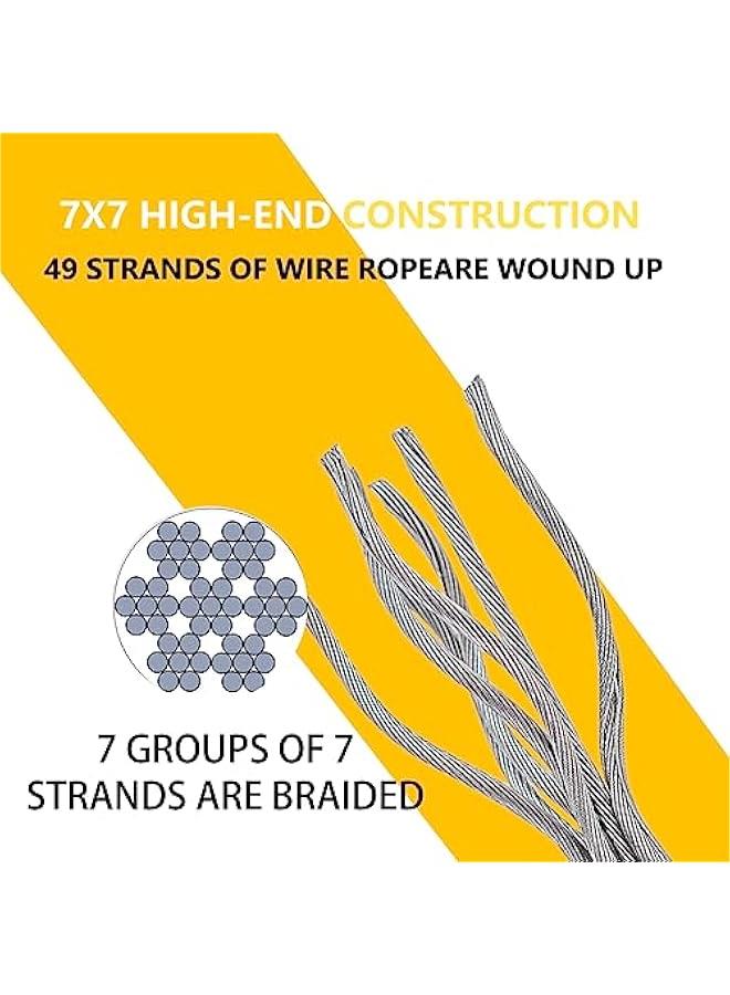 Arabest 100FT 1/8 T316 Stainless Steel Cable with Cutter, 7x7 Strands Aircraft Wire Rope for Deck Railing, Stair Handrail, Porch Fence, High Strength for Indoor and Outdoor Use - Image 3