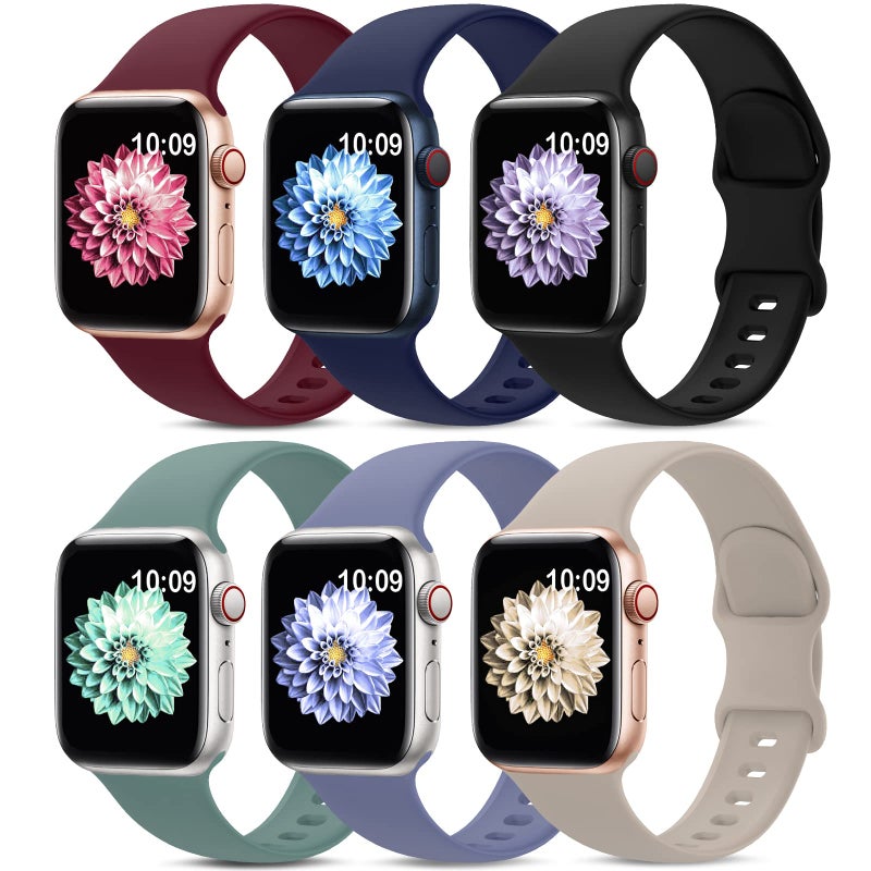 AMSKY 6 Pack Sport Bands Compatible with Apple Watch Band 38mm 40mm 41mm 42mm 44mm 45mm 49mm 46mm,Silicone Waterproof Strap for iWatch Apple Watch Series 11 10 9 Ultra 8 7 6 5 4 3 2 1 SE Women Men - Image 1
