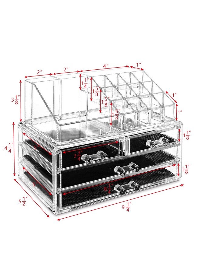 Ikee Design Acrylic Makeup Organizer with 4 Drawers and Removable Top Lipstick Holders, Ideal for Make-up or Accessories,Enhance Your Vanity or Bathroom with Clear Design for Quick Visibility - Image 2