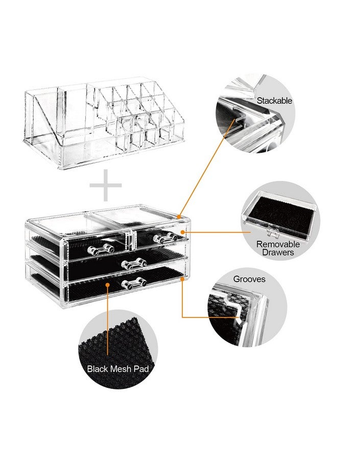 Ikee Design Acrylic Makeup Organizer with 4 Drawers and Removable Top Lipstick Holders, Ideal for Make-up or Accessories,Enhance Your Vanity or Bathroom with Clear Design for Quick Visibility - Image 3