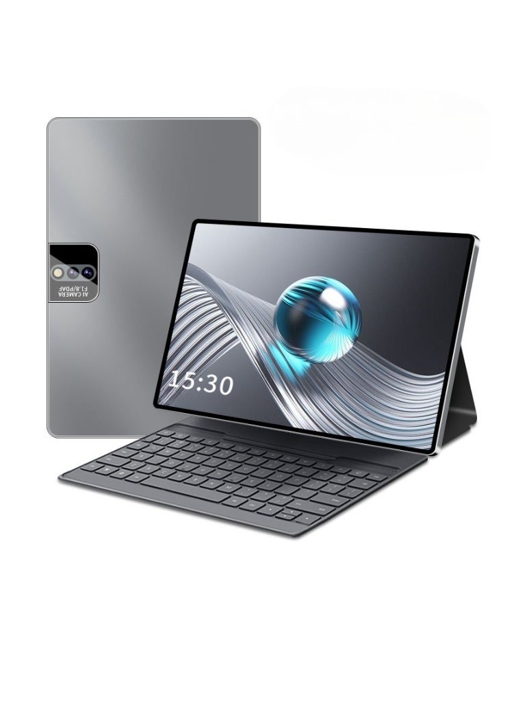 AROAQ 10.1 Inch Tablet, Calling Wifi Android Tablet PC, Sturdy And Durable Computer Pad With Eye Protection, Portable Touch Pad For Study Watching Movies, (1pc, Silver, Ultimate Version 512GB With Leather Case And Keyboard)