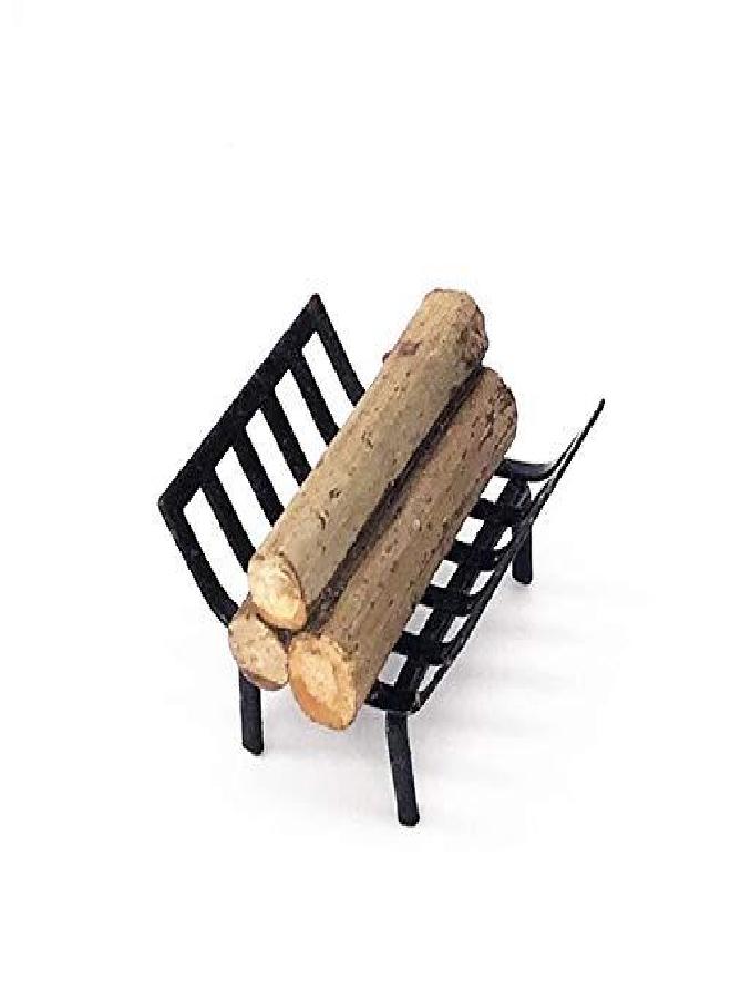 EatingBiting 1:12 Dollhouse Miniature Furniture Garden Lawn Fireplace Metal Firewood Rack Metal Rack with Firewood for Living Room Fireplace Model - Image 3