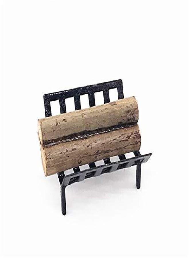 EatingBiting 1:12 Dollhouse Miniature Furniture Garden Lawn Fireplace Metal Firewood Rack Metal Rack with Firewood for Living Room Fireplace Model - Image 4