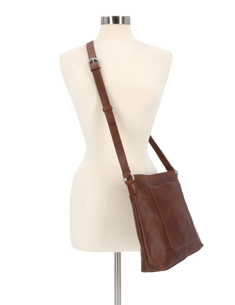 Timberland Timberland Large Leather Crossbody Purse Shoulder Bag, Cognac  - Image 4