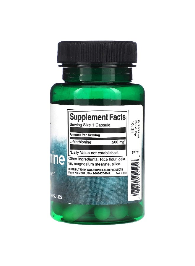 SWANSON Swanson, L-Methionine, 500 mg, 30 Capsules  - Image 2