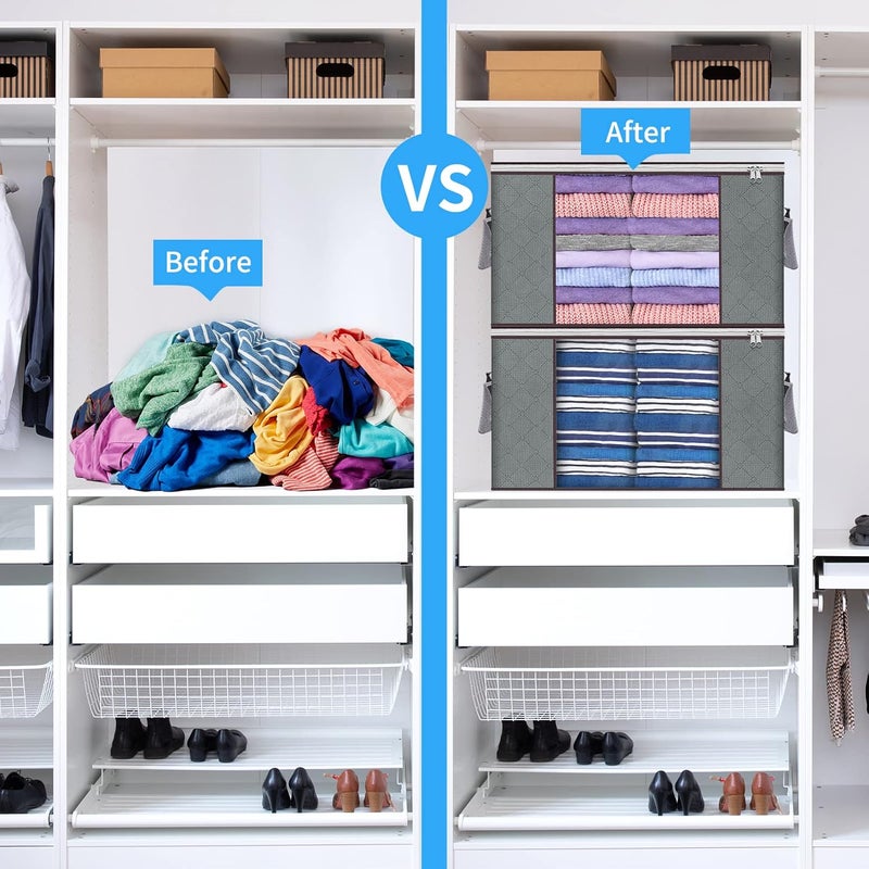 Budding Joy Clothes Storage Foldable Large Storage Bags Storage and Organization for Clothing Blanket Comforter Clothes Pillows Toys Closet Organizers with Enhanced Handle 60L 8 Pack - Image 5