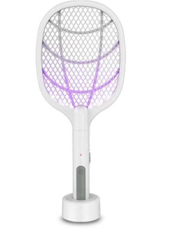 Electric fly and mosquito swatter with base - Outdoor fly killer, tennis-shaped - Image 1