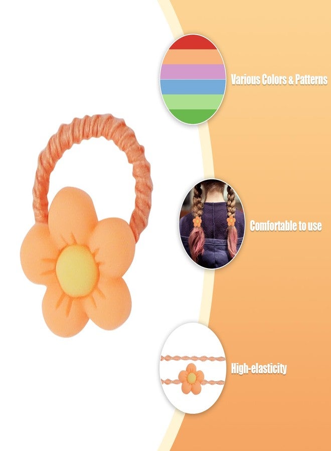 Ondder 60 Pcs Hair Ties for Girls: Flower, Bow, Fruit Hair Ties, Colorful Ponytail Holders, Hair Accessories for Women Girls - Image 4