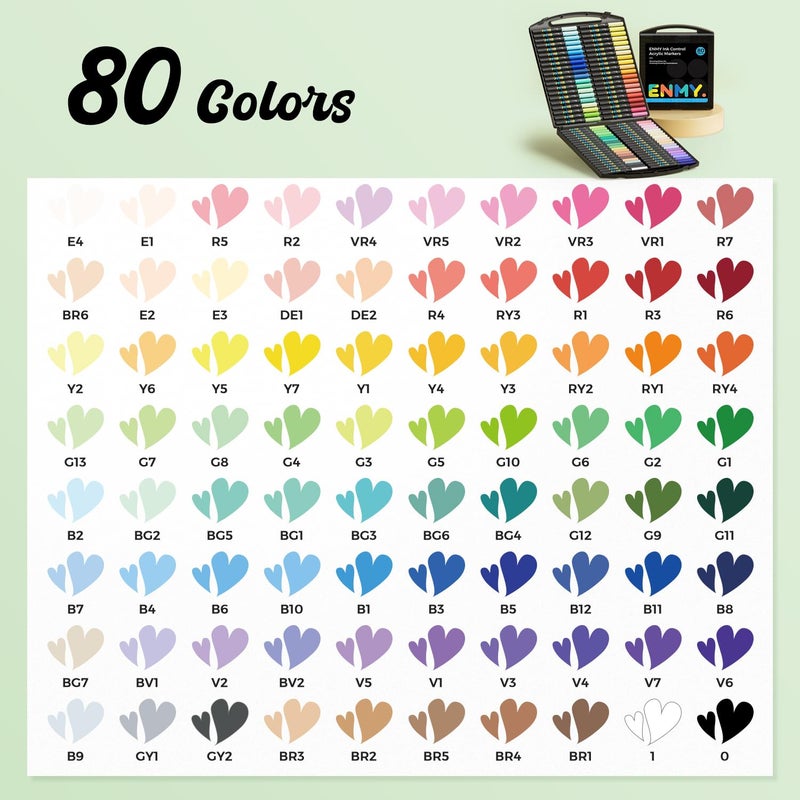 ENMY 80 Colors Acrylic Paint Markers, Direct Liquid Acrylic Paint Marker Pen, Fabric Markers for Textile, Canvas, Rock, Glass, Wood, Paper, DIY, Acrylic Coloring Pens for DIY Craft Supplies - Image 3