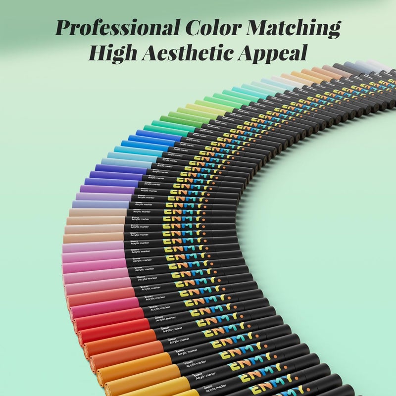 ENMY 80 Colors Acrylic Paint Markers, Direct Liquid Acrylic Paint Marker Pen, Fabric Markers for Textile, Canvas, Rock, Glass, Wood, Paper, DIY, Acrylic Coloring Pens for DIY Craft Supplies - Image 5