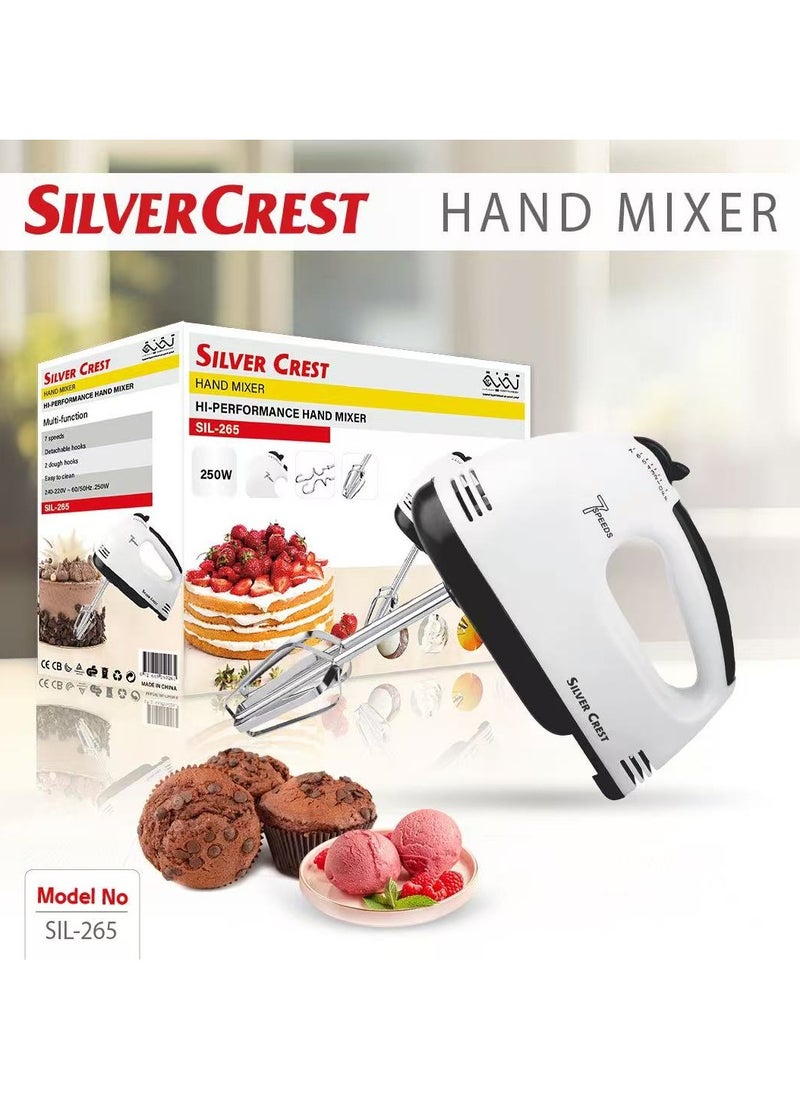 SILVER CREST SILVER CREST SIL-265 Hand Mixer - 7 Speed ​​Electric Whisk, 250 Watt, Stainless Steel, Quick and Easy Preparation 