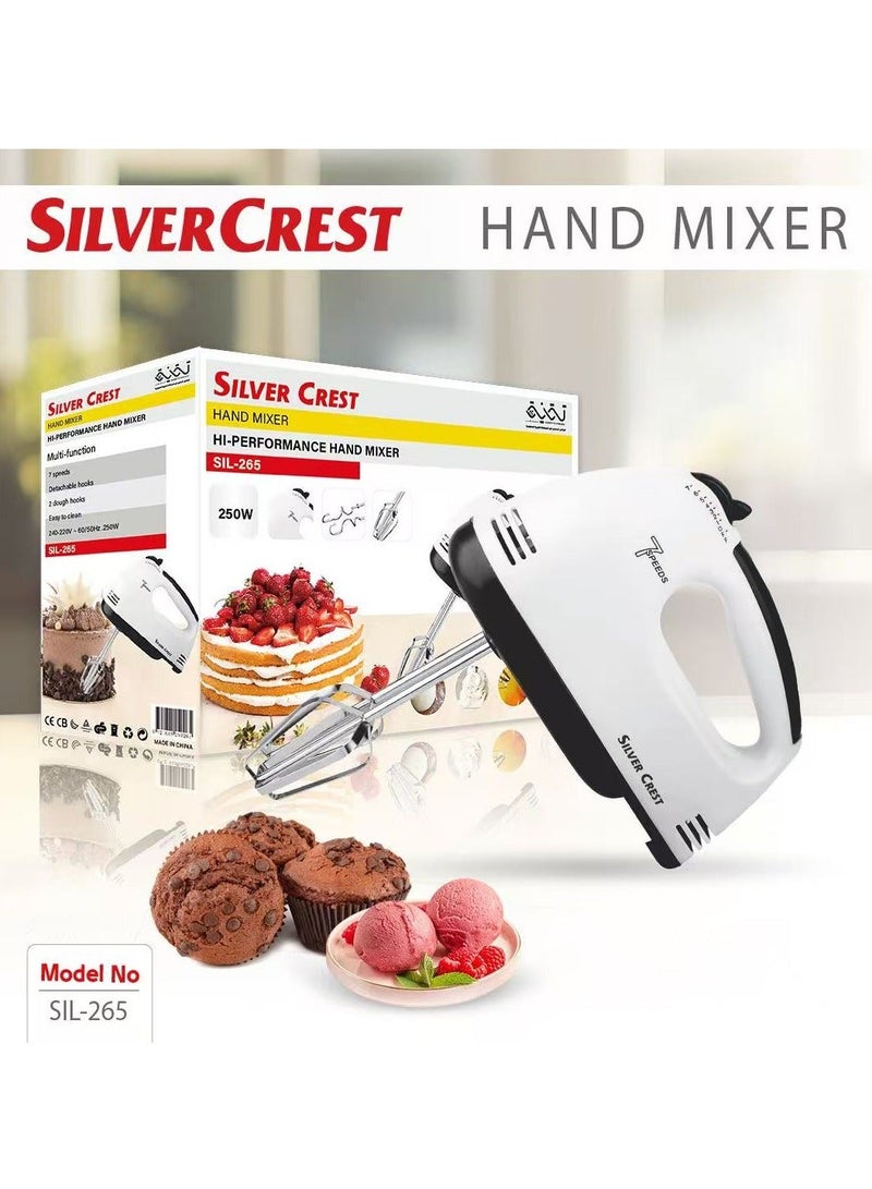SILVER CREST Hand Mixer - 7 Speed ​​Electric Whisk, 250 Watt, Stainless Steel, Quick and Easy Preparation - Image 2