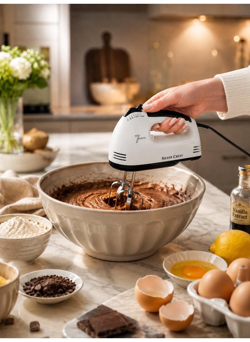 SILVER CREST Hand Mixer - 7 Speed ​​Electric Whisk, 250 Watt, Stainless Steel, Quick and Easy Preparation - Image 4