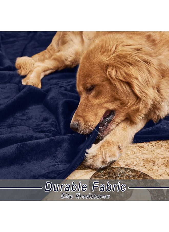 NICETOWN NICETOWN Waterproof Dog Blanket Soft Fluffy Plush Pet Blanket with Reversible Sherpa Couch Bed Cover Furniture Protector Throw Blanket for Cats & Dogs, Pet Day for Pet Lovers Present, 40" x 50", Navy  - Image 3