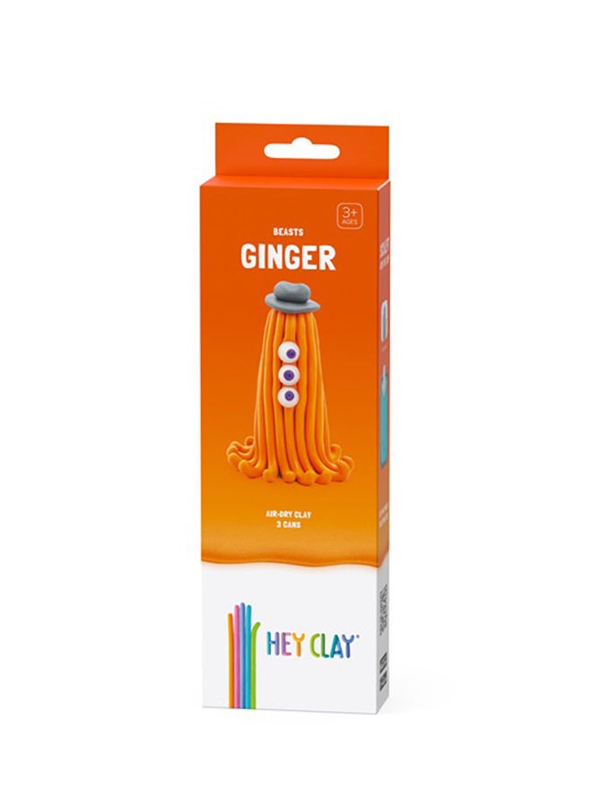 HEY CLAY DIY Ginger Plastic Creative Modelling Air-Dry Clay For Kids 3 Cans - Image 1