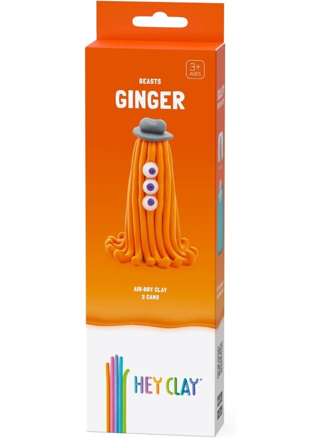 HEY CLAY DIY Ginger Plastic Creative Modelling Air-Dry Clay For Kids 3 Cans - Image 3