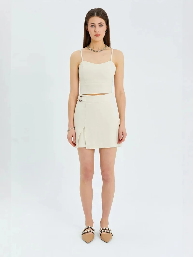 MixRay Sweetheart Neckline Strappy Crop Cami Top