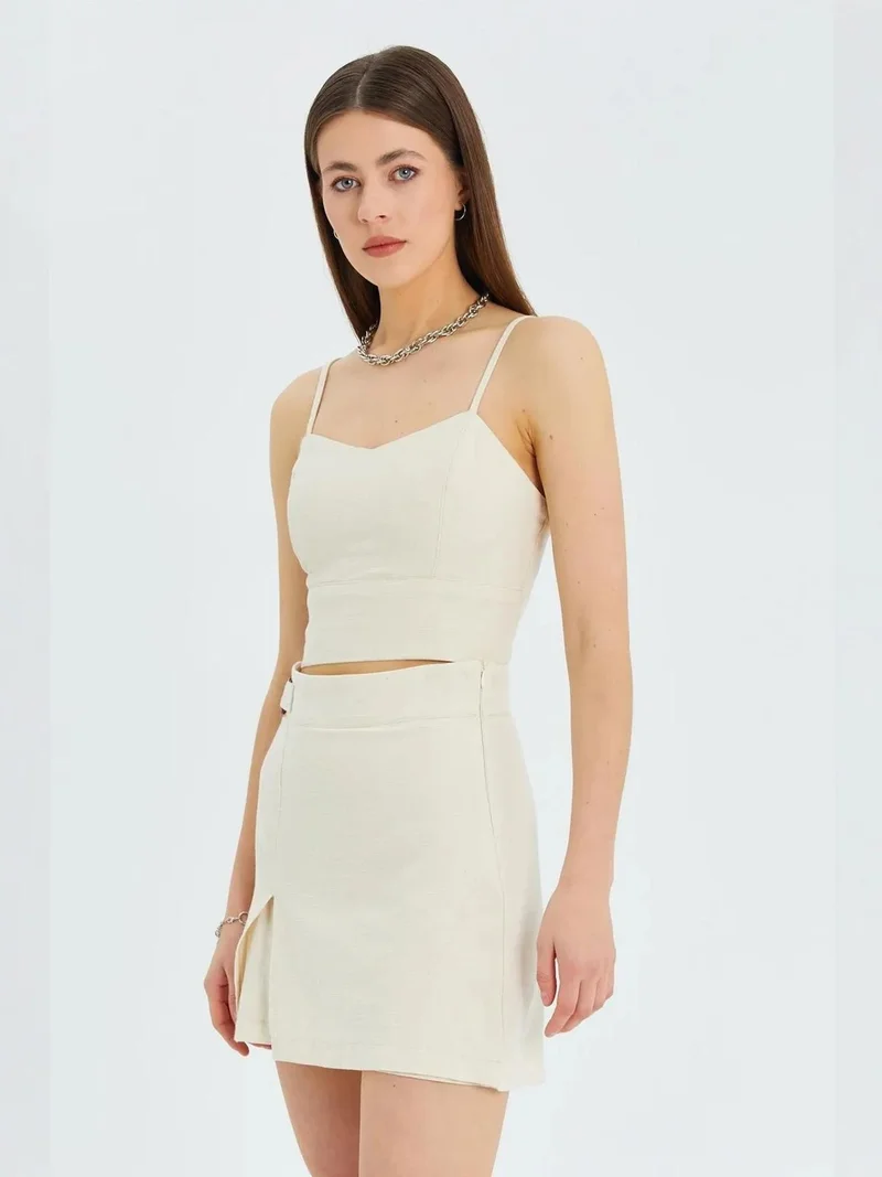 MixRay Sweetheart Neckline Strappy Crop Cami Top
