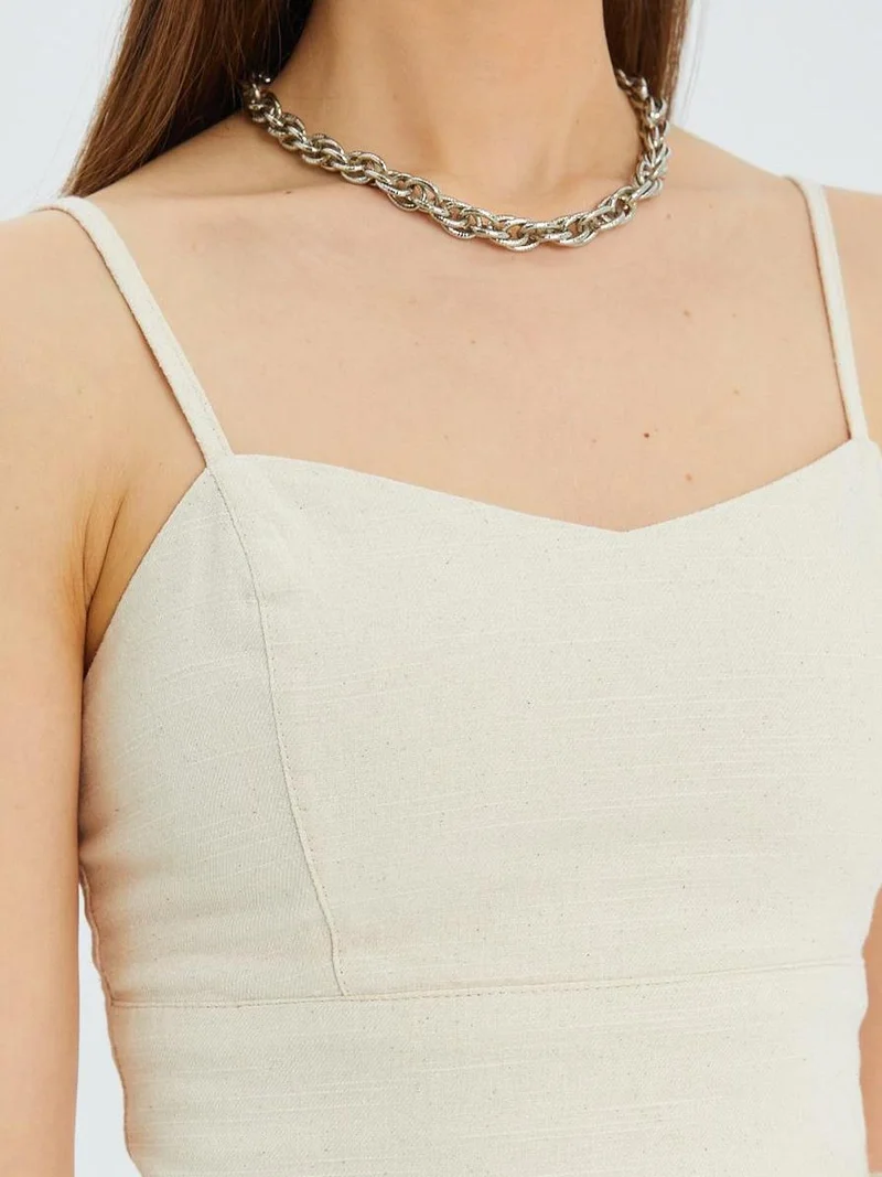 MixRay Sweetheart Neckline Strappy Crop Cami Top